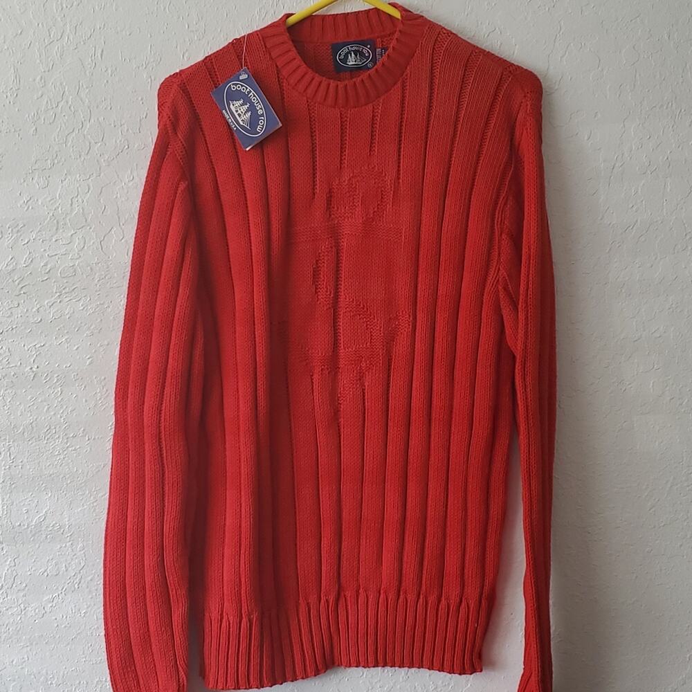 Vintage Boat House Row Knit Sweater Red XL NWT Cozy Warm Textured Fisherman